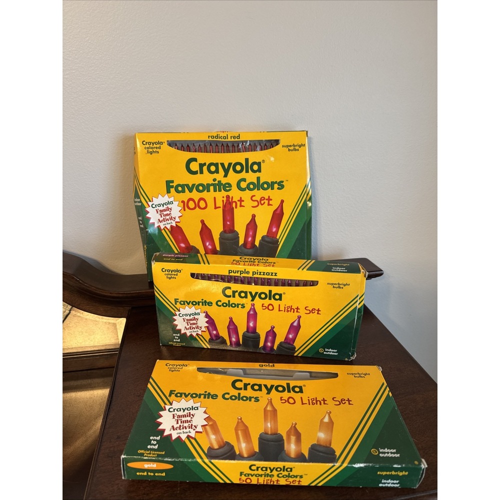 3 - Vintage Crayola Favorite Colors 200 Total Superbright 1996 TESTED Christmas